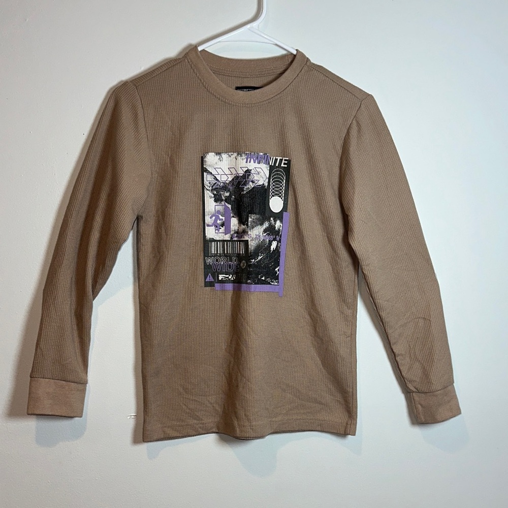 District Kids Brown Long Sleeve Tee with Graphic
